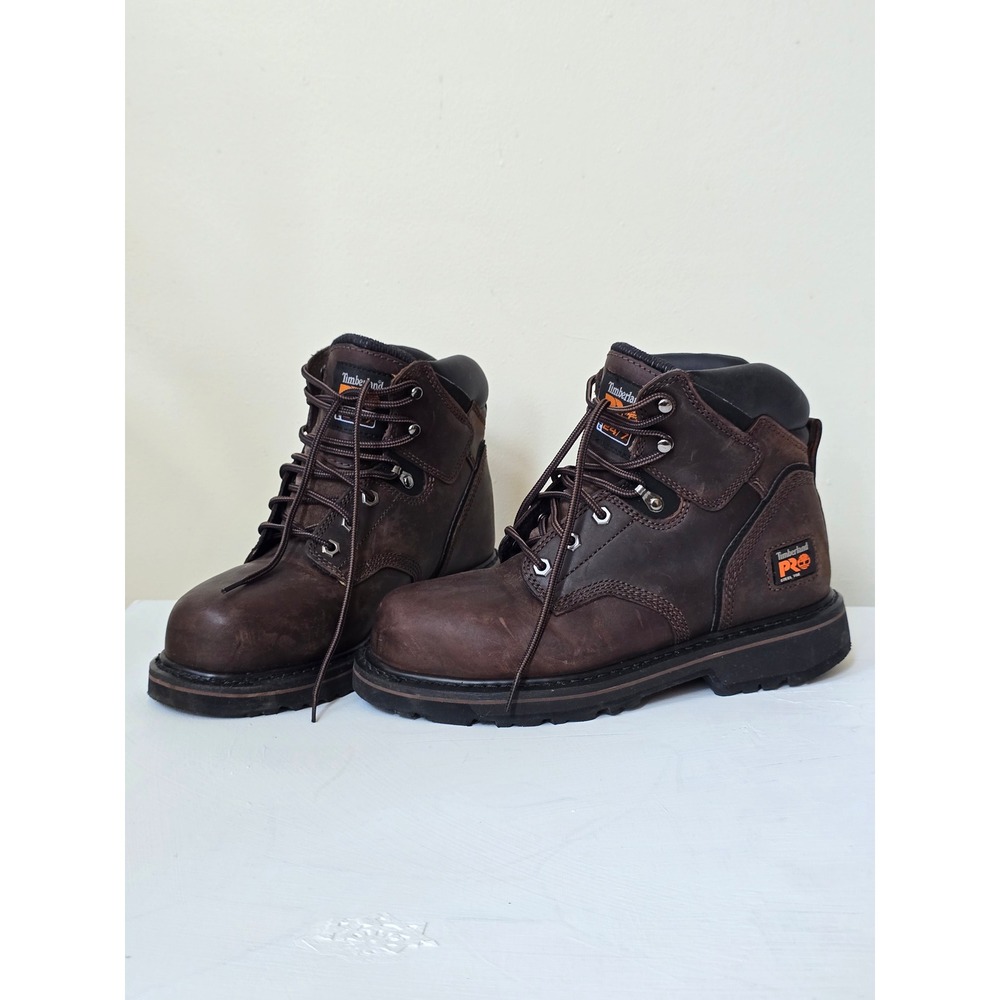 Timberland PRO Mens 6in Steel Toe Work Boots Brown Leather 33034 Size 7M
